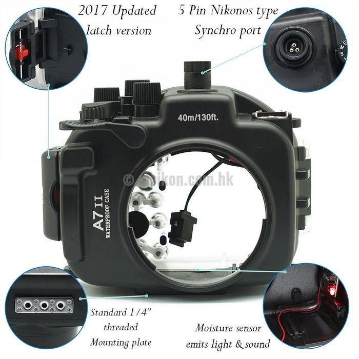 Sony A7R II / A7S II 40M/130FT Underwater camera housing kit with SeaFrogs 6" Dry dome port V.5
