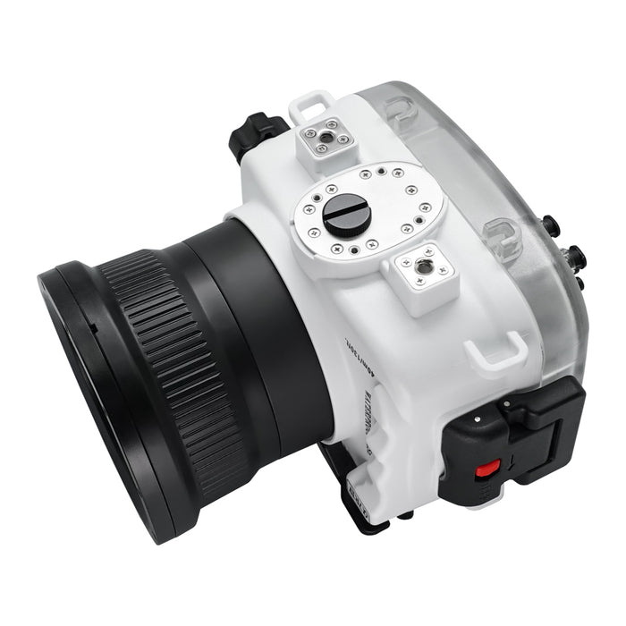 Sony A7R IV Series 40M/130FT Underwater camera housing (Flat Long port) Focus gear for FE 90mm / Sigma 35mm included. White