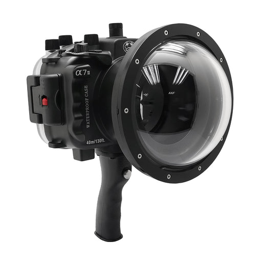 Sony A7 II NG V.2 Series 40M/130FT UW camera housing with 6" Dome port & pistol grip (Including Standard port) Black