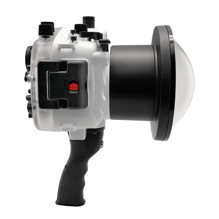 Sony A7 II NG V.2 Series 40M/130FT UW camera housing with 6" Dome port & pistol grip (Standard port) White - Surf