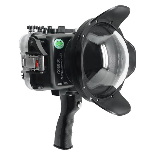 Sony A6600 SeaFrogs 40M/130FT UW housing with 6" Dry Dome Port for E10-18mm lens (zoom gear included) and Pistol Grip