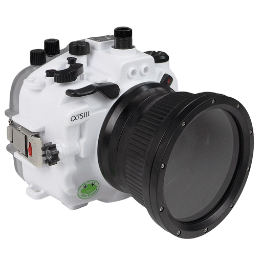 Sony A7S III 40M/130FT Underwater camera housing with Standard port. White