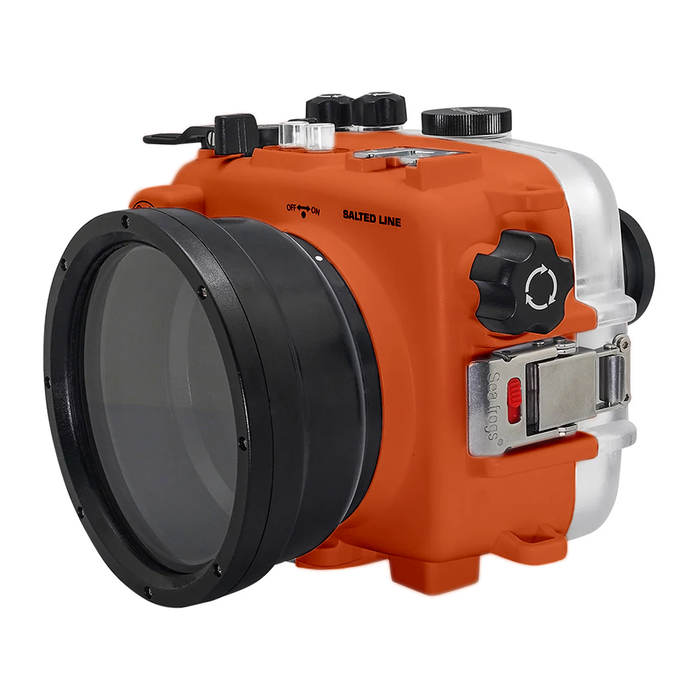 SeaFrogs 60M/195FT Waterproof housing for Sony A6xxx series Salted Line with pistol grip (Orange) / GEN 3