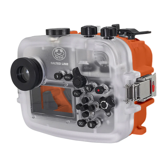 SeaFrogs 60M/195FT Waterproof housing for Sony A6xxx series Salted Line with pistol grip & 6" Dry dome port (Orange) - Surfing photography edition / GEN 3