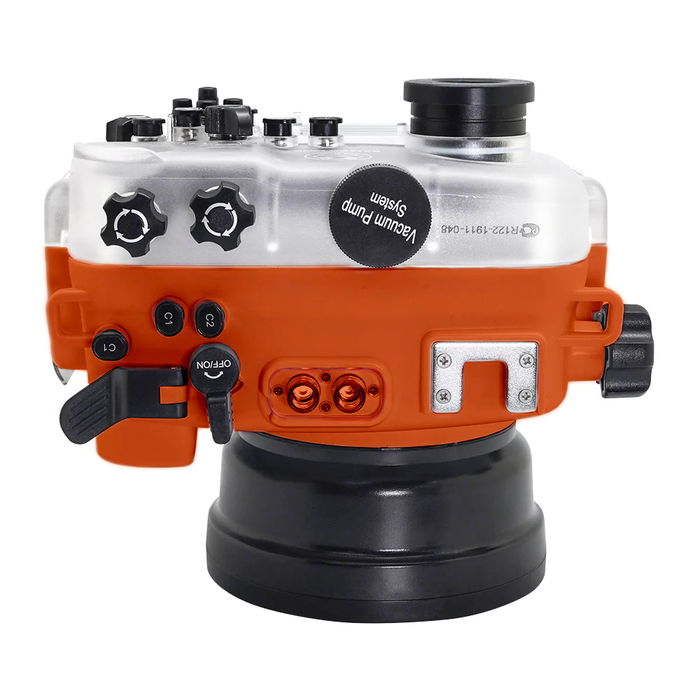 SeaFrogs 60M/195FT Waterproof housing for Sony A6xxx series Salted Line with pistol grip & 6" Dry dome port (Orange) - Surfing photography edition / GEN 3