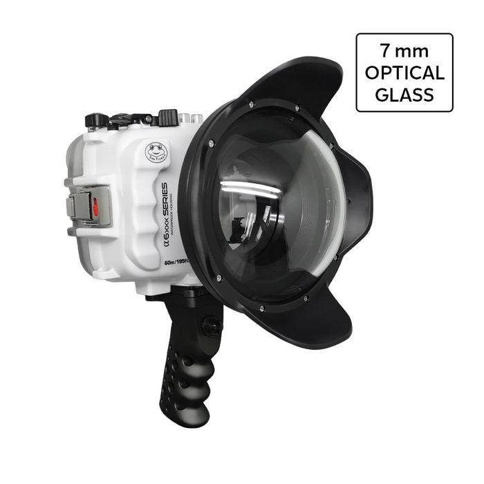 SeaFrogs UW housing for Sony A6xxx series Salted Line with Aluminium Pistol Grip & 6" Optical Glass Dry dome port (White) / GEN 3