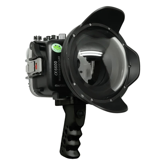 Sony A6600 SeaFrogs 40M/130FT UW housing with 6" Dry Dome Port for E10-18mm lens (zoom gear included) and Aluminium Pistol Grip