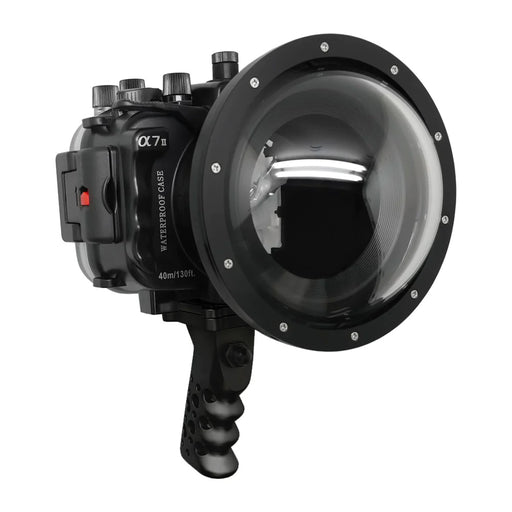 Sony A7 II NG V.2 Series 40M/130FT UW camera housing with 6" Dome port & Aluminium Pistol Grip (Including Standard port) Black