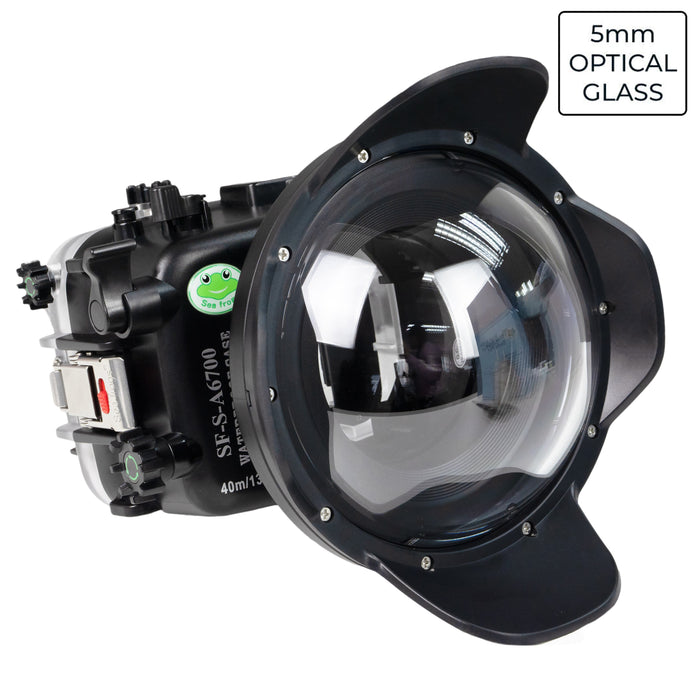 Sony A6700 Sea Frogs 40M/130FT Waterproof housing with Glass 6" Dome Port V.1 for Sony E10-18mm lens (zoom gear included)