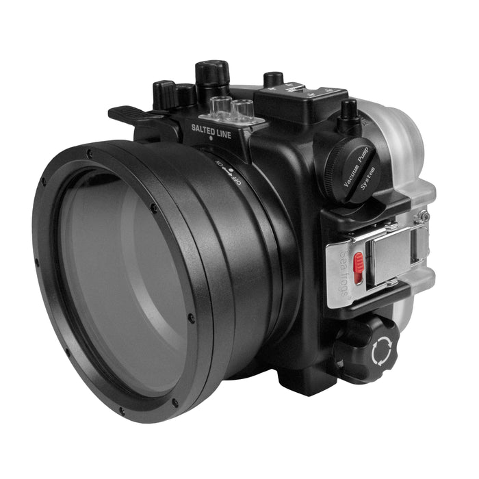 60M/195FT Waterproof housing for Sony RX1xx series Salted Line with Aluminium Pistol Grip & 4" Dry Dome Port (Black)