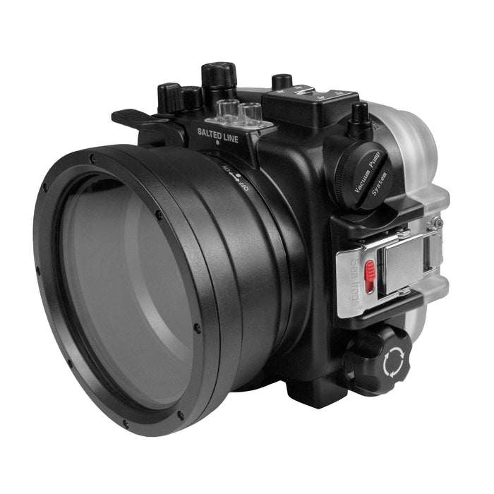 60M/195FT Waterproof housing for Sony RX1xx series Salted Line with 6" Optical Glass Dry Dome Port (Black)