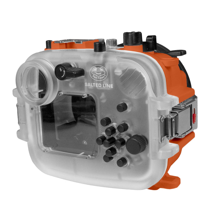 60M/195FT Waterproof housing for Sony RX1xx series Salted Line with Pistol grip & 6" Optical Glass Dry Dome Port(Orange)