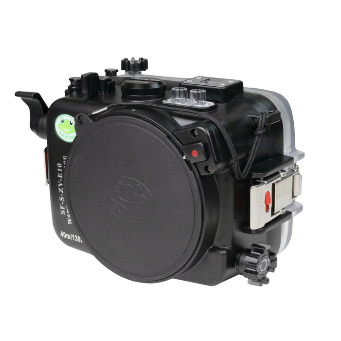 Sea Frogs Sony ZV-E10 40M/130FT Waterproof camera housing with 6" Glass Dome port V.7 for Sigma 18-50mm F2.8 DC DN (zoom gear included)