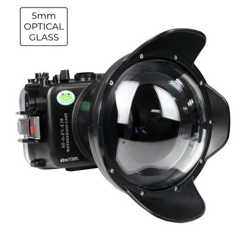 Sea Frogs Sony ZV-E10 40M/130FT Waterproof camera housing with 6" Glass Dome port V.7 for Sigma 18-50mm F2.8 DC DN (zoom gear included)