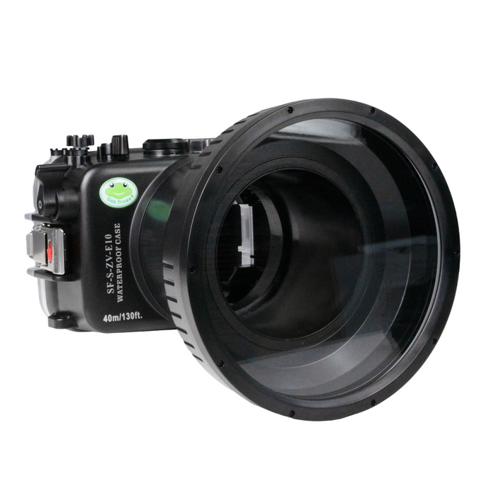 Sea Frogs Sony ZV-E10 40M/130FT Underwater camera housing with 6" Glass Flat long port for SONY FE 24-70mm F2.8 GM.