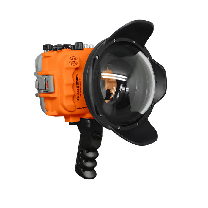 SeaFrogs UW housing for Sony A6xxx series Salted Line with Aluminium Pistol Grip & 6" Dry dome port (Orange) / GEN 3