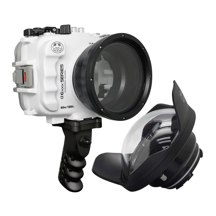 SeaFrogs UW housing for Sony A6xxx series Salted Line with Aluminium Pistol Grip & 6" Dry dome port (White) / GEN 3