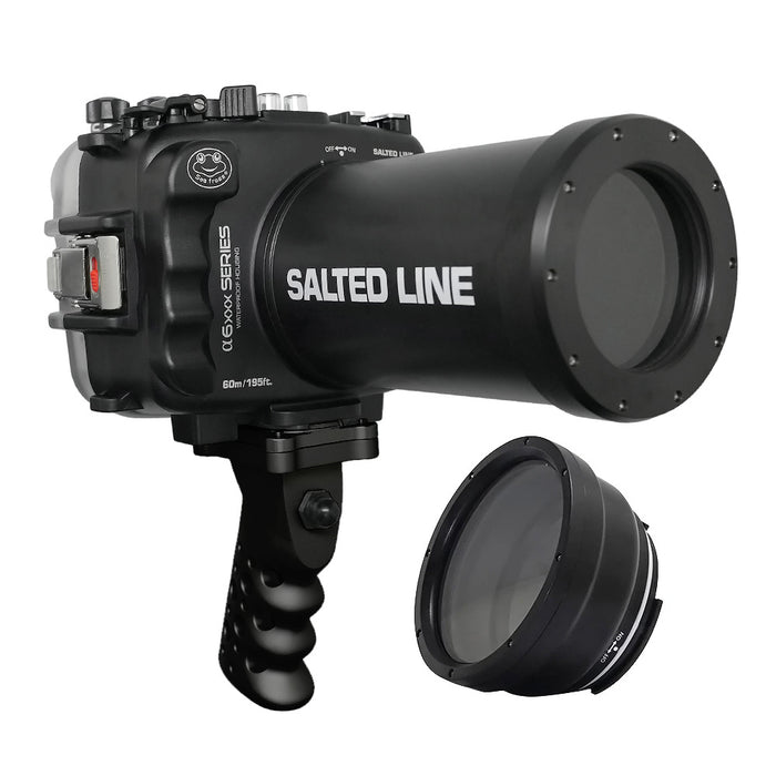 SeaFrogs 60M/195FT Waterproof housing for Sony A6xxx series Salted Line with Aluminium Pistol Grip & 55-210mm lens port / GEN 3