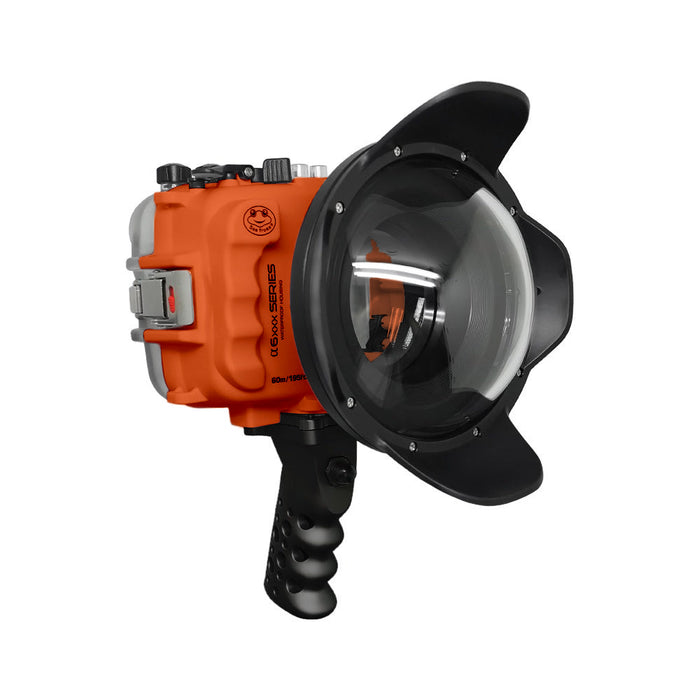 SeaFrogs UW housing for Sony A6xxx series Salted Line with Aluminium Pistol Grip & 6" Dry dome port (Orange) / GEN 3