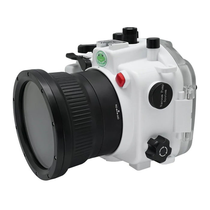 Sony A9 II 40M/130FT Underwater camera housing with Zoom ring for FE16-35 F4 ZA OSS included. White