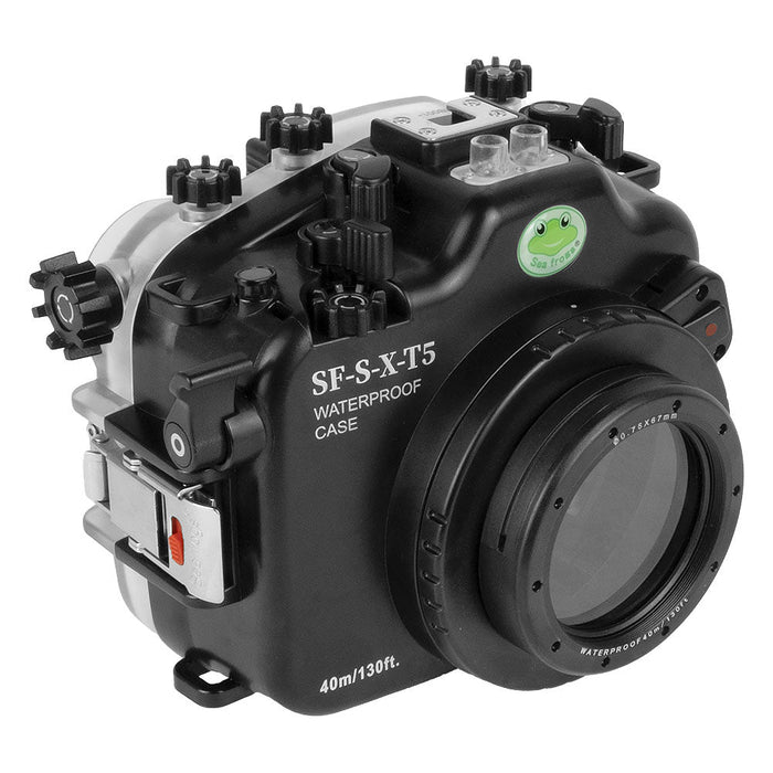 Fujifilm X-T5 40M/130FT Underwater camera housing with glass Flat Short Port. XF 16mm