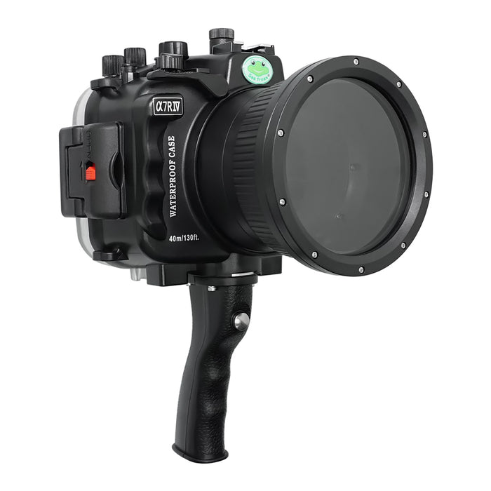 Sony A7R IV Series UW camera housing with 6" Dome port & pistol grip (Including Standard port) Zoom rings for FE12-24 F4 and FE16-35 F4 ZA OSS included. Black - Surf