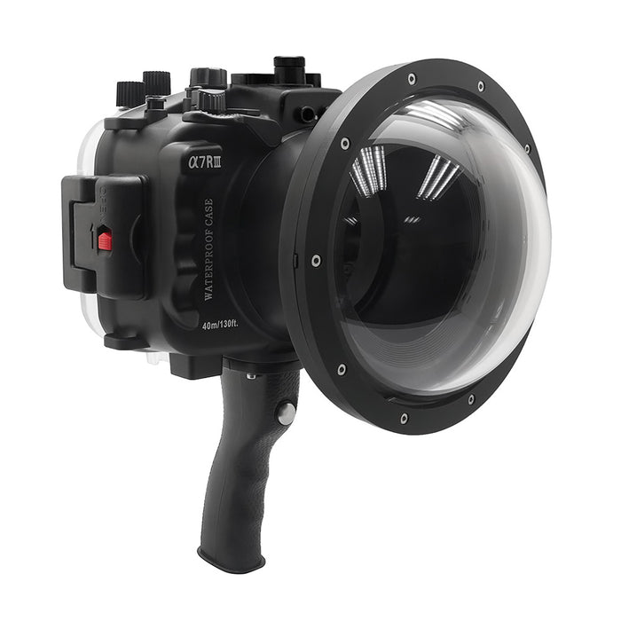 Sony A7 III V.3 Series UW camera housing with 6" Dome port & pistol grip (Including Standard port) Zoom rings for FE12-24 F4 and FE16-35 F4 included. Black - Surf