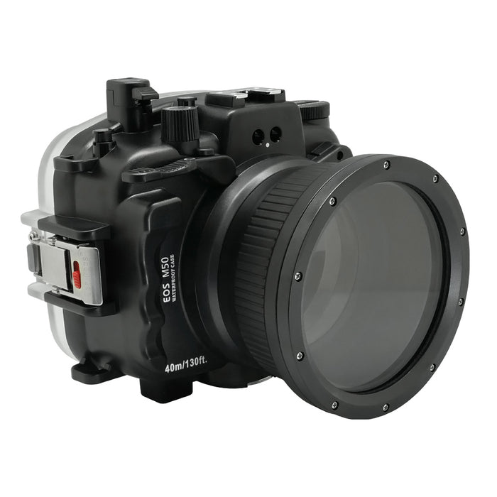 Canon EOS M50 / M50 II / EOS Kiss M 40m/130ft SeaFrogs Underwater Camera Housing with 15-45mm/11-22mm flat port