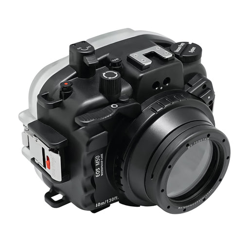 Canon EOS M50 / M50 II / EOS Kiss M (28mm & 32mm) 40m/130ft SeaFrogs Underwater Camera Housing with 67mm threaded flat short port