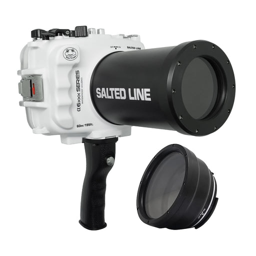 SeaFrogs 60M/195FT Waterproof housing for Sony A6xxx series Salted Line with pistol grip & 55-210mm lens port (White) / GEN 3