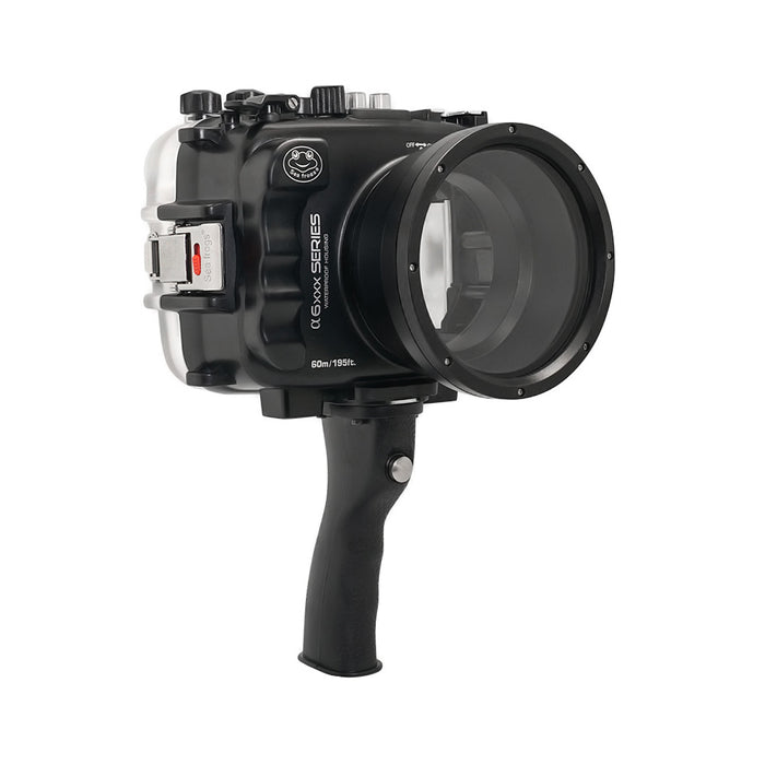 SeaFrogs 60M/195FT Waterproof housing for Sony A6xxx series Salted Line with pistol grip & 55-210mm lens port / GEN 3