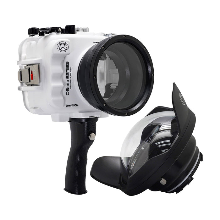 SeaFrogs UW housing for Sony A6xxx series Salted Line with pistol grip & 6" Dry dome port (White) / GEN 3