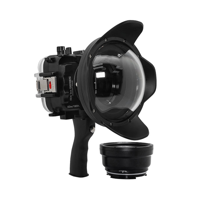 60M/195FT Waterproof housing for Sony RX1xx series Salted Line with Pistol grip & 6" Dry Dome Port (Black)