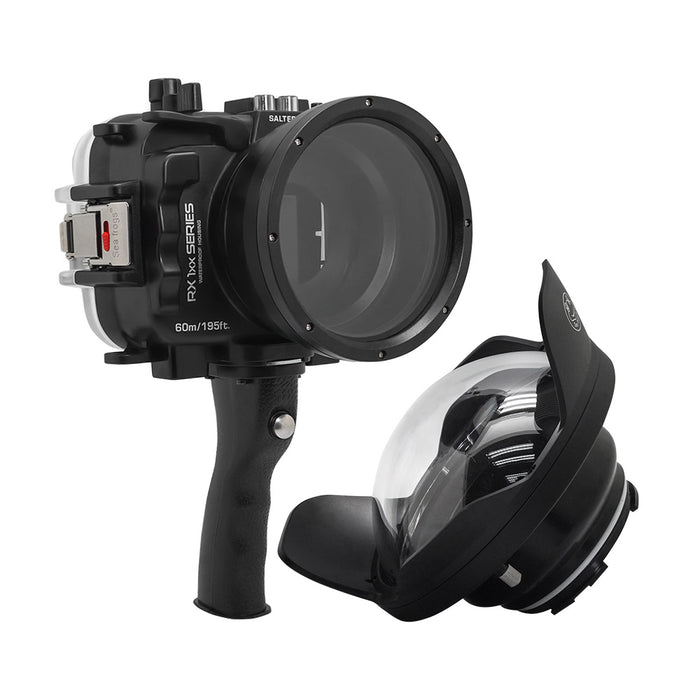 60M/195FT Waterproof housing for Sony RX1xx series Salted Line with Pistol grip & 6" Dry Dome Port (Black)