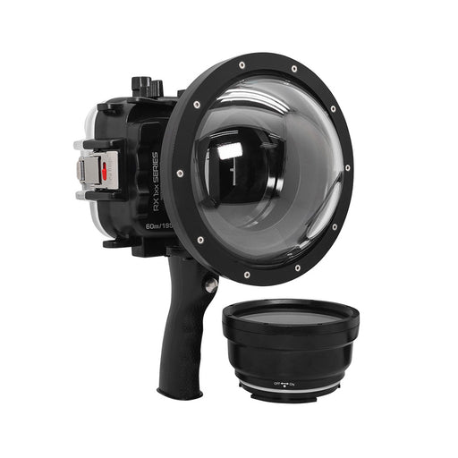 60M/195FT Waterproof housing for Sony RX1xx series Salted Line with Pistol grip & 6" Dry Dome Port - Surf (Black)