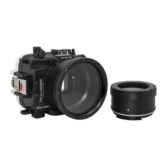 60M/195FT Waterproof housing for Sony RX1xx series Salted Line with 67mm threaded Macro port for Sony RX100 VI / VII (Black)