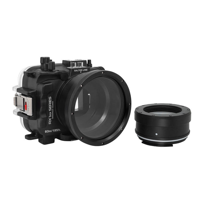 60M/195FT Waterproof housing for Sony RX1xx series Salted Line with 67mm threaded short / Macro port for RX100 III/IV/V (Black)