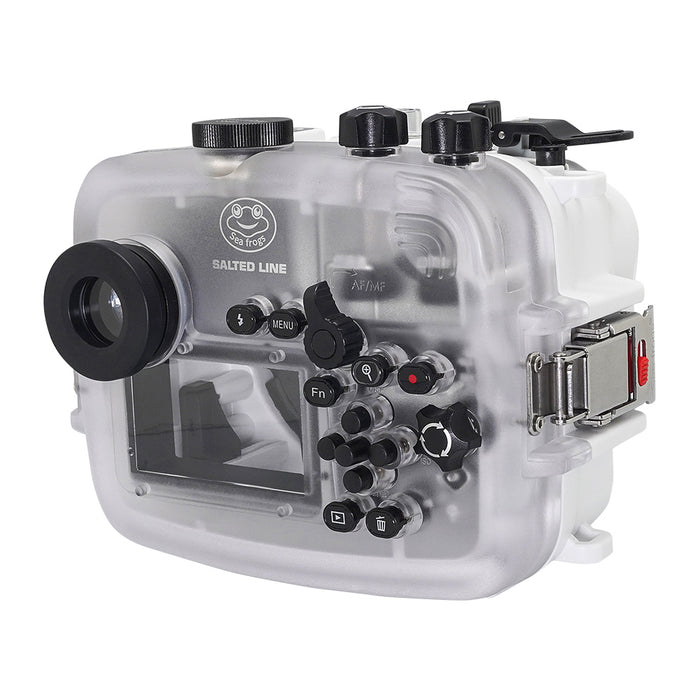 SeaFrogs 60M/195FT Waterproof housing for Sony A6xxx series Salted Line with 67mm threaded short / Macro port (White) / GEN 3