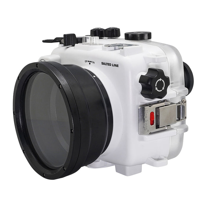 SeaFrogs 60M/195FT Waterproof housing for Sony A6xxx series Salted Line with pistol grip & 6" Dry dome port (White) - Surfing photography edition / GEN 3