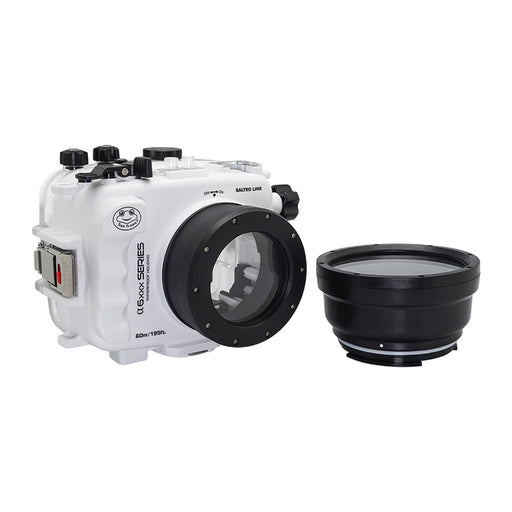 SeaFrogs 60M/195FT Waterproof housing for Sony A6xxx series Salted Line with 67mm threaded short / Macro port (White) / GEN 3