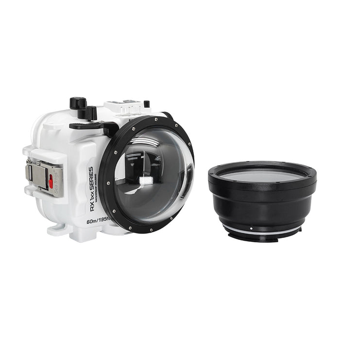 60M/195FT Waterproof housing for Sony RX1xx series Salted Line with 4" Dry Dome Port (White)