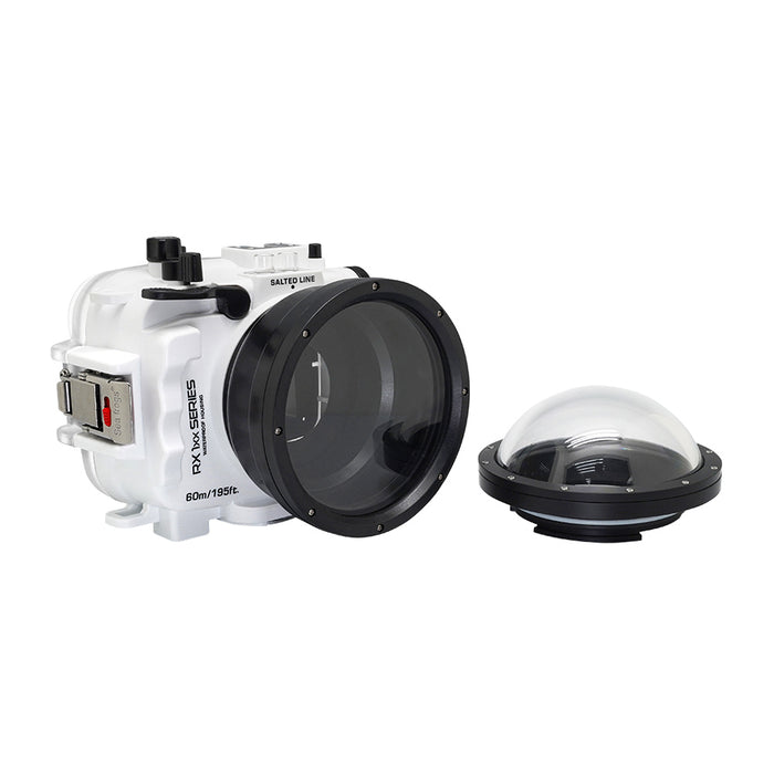 60M/195FT Waterproof housing for Sony RX1xx series Salted Line with 4" Dry Dome Port (White)