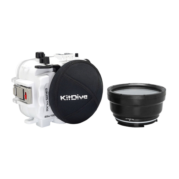 60M/195FT Waterproof housing for Sony RX1xx series Salted Line with Pistol grip & 4" Dry Dome Port(White)