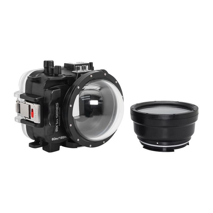 60M/195FT Waterproof housing for Sony RX1xx series Salted Line with 4" Dry Dome Port (Black)