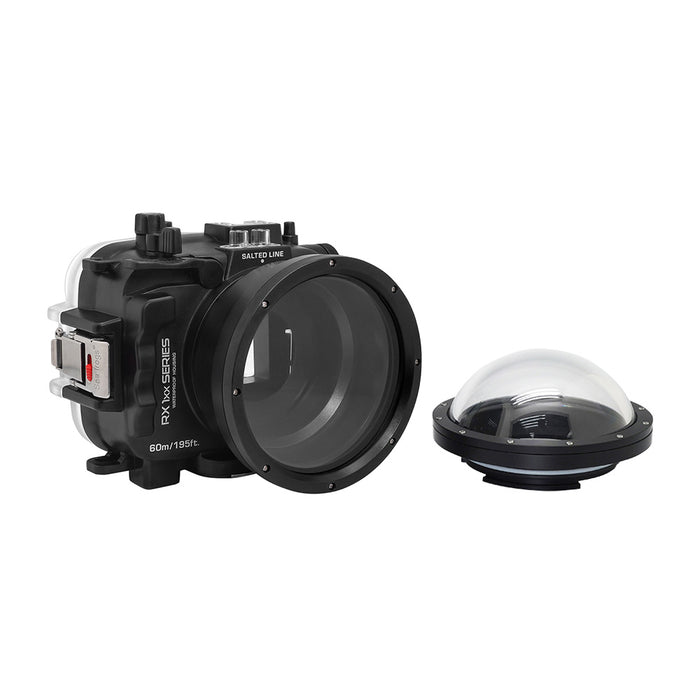 60M/195FT Waterproof housing for Sony RX1xx series Salted Line with 4" Dry Dome Port (Black)