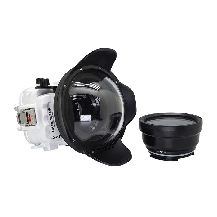 60M/195FT Waterproof housing for Sony RX1xx series Salted Line with 6" Dry Dome Port (White)