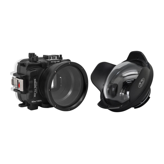 60M/195FT Waterproof housing for Sony RX1xx series Salted Line with 6" Dry Dome Port (Black)