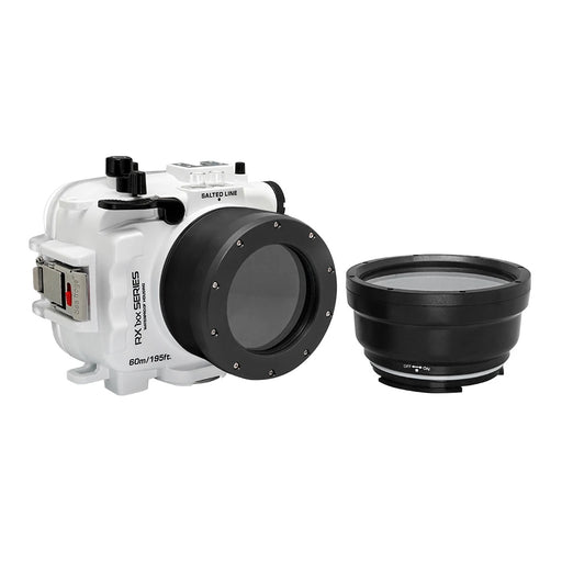 60M/195FT Waterproof housing for Sony RX1xx series Salted Line with 67mm threaded short / Macro port for Sony RX100 VI / VII (White)