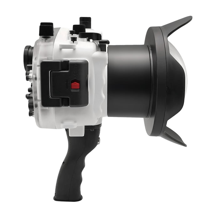 Sony A7 II NG V.2 Series 40M/130FT Underwater camera housing with 6" Dome port & pistol grip (Including Standard port) White