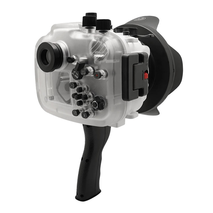 Sony A7 II NG V.2 Series 40M/130FT Underwater camera housing with 6" Dome port & pistol grip (Including Standard port) White